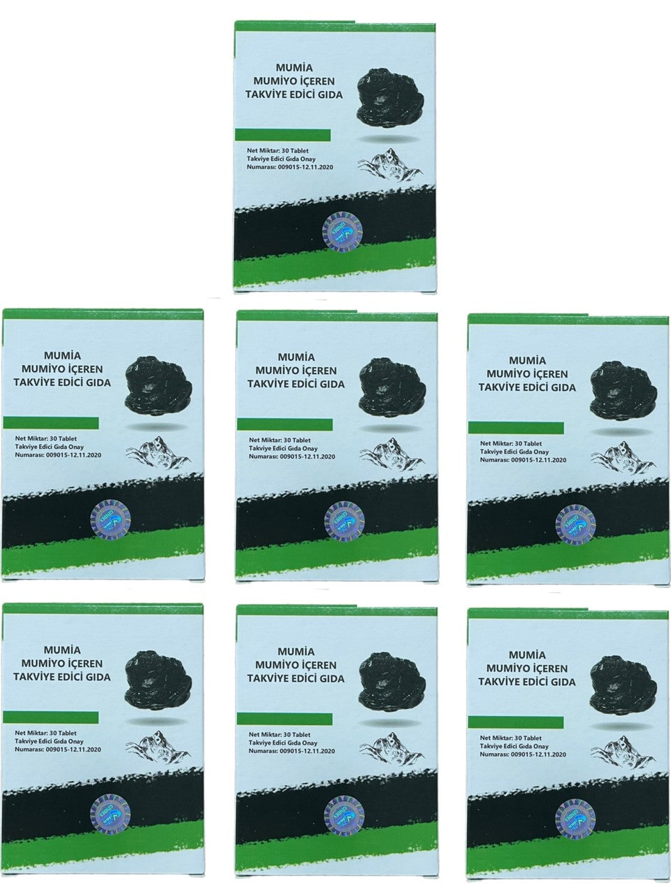 Mumiyo İçeren Takviye Edici Gıda %100 Saf Mumiyo 30'lu Tablet Kırgızistan'dan İthal Shilajit (7 Adet - 210 Tablet)