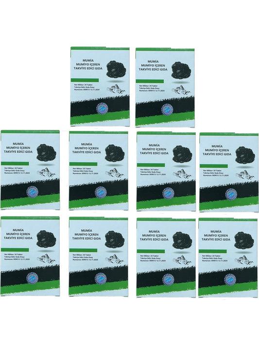Mumiyo İçeren Takviye Edici Gıda %100 Saf Mumiyo 30'lu Tablet Kırgızistan'dan İthal Shilajit (10 Adet - 300 Tablet)