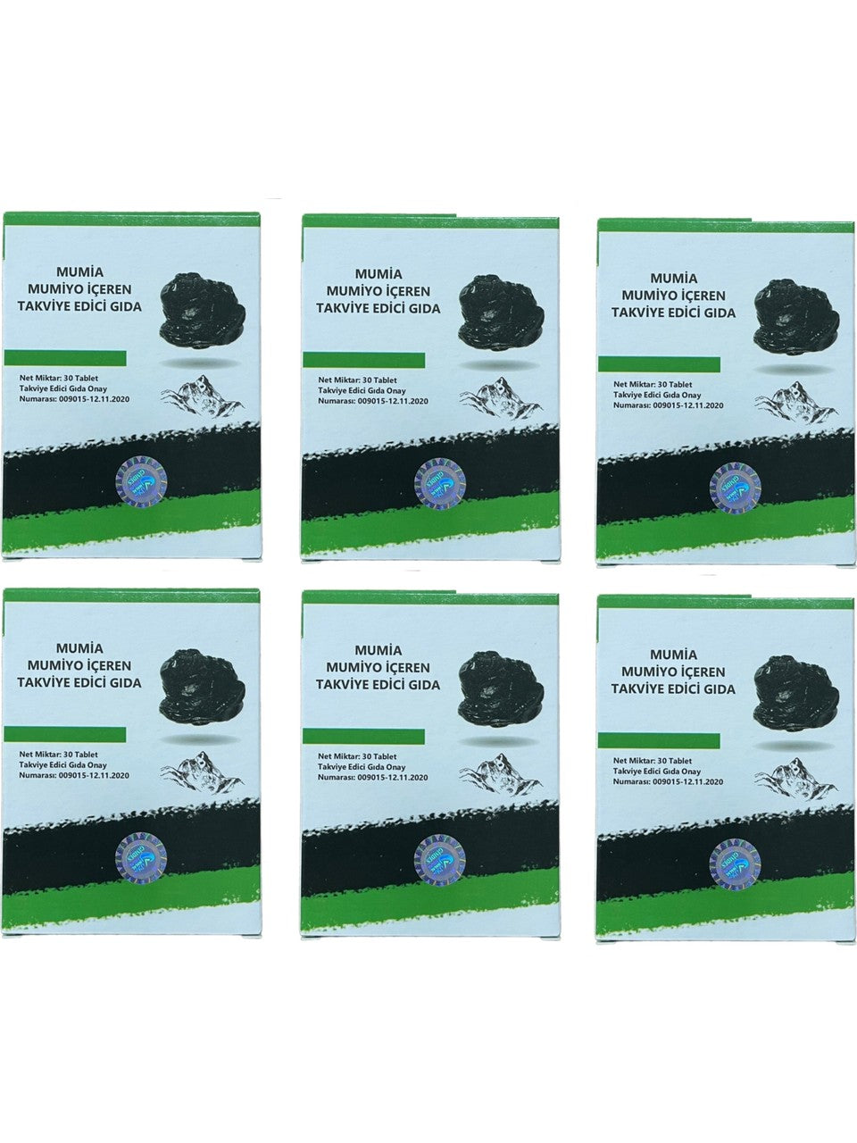 Mumiyo İçeren Takviye Edici Gıda %100 Saf Mumiyo 30'lu Tablet Kırgızistan'dan İthal Shilajit (6 Adet - 180 Tablet)