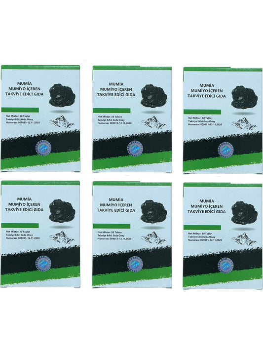 Mumiyo İçeren Takviye Edici Gıda %100 Saf Mumiyo 30'lu Tablet Kırgızistan'dan İthal Shilajit (6 Adet - 180 Tablet)
