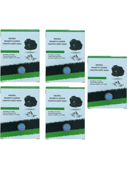 Mumiyo İçeren Takviye Edici Gıda %100 Saf Mumiyo 30'lu Tablet Kırgızistan'dan İthal Shilajit (5 Adet - 150 Tablet)