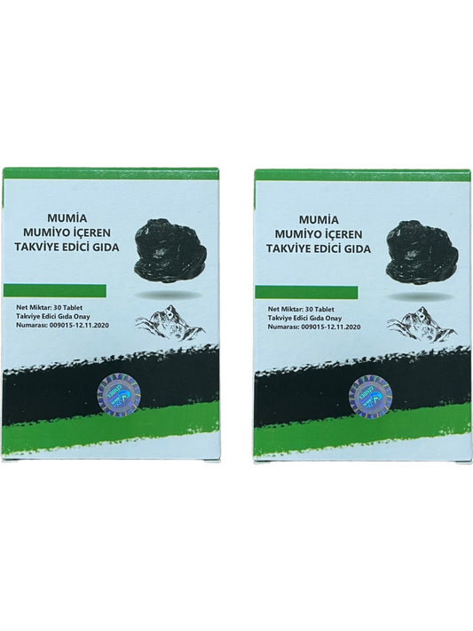 Mumiyo İçeren Takviye Edici Gıda %100 Saf Mumiyo 30'lu Tablet Kırgızistan'dan İthal Shilajit (2 Adet - 60 Tablet)